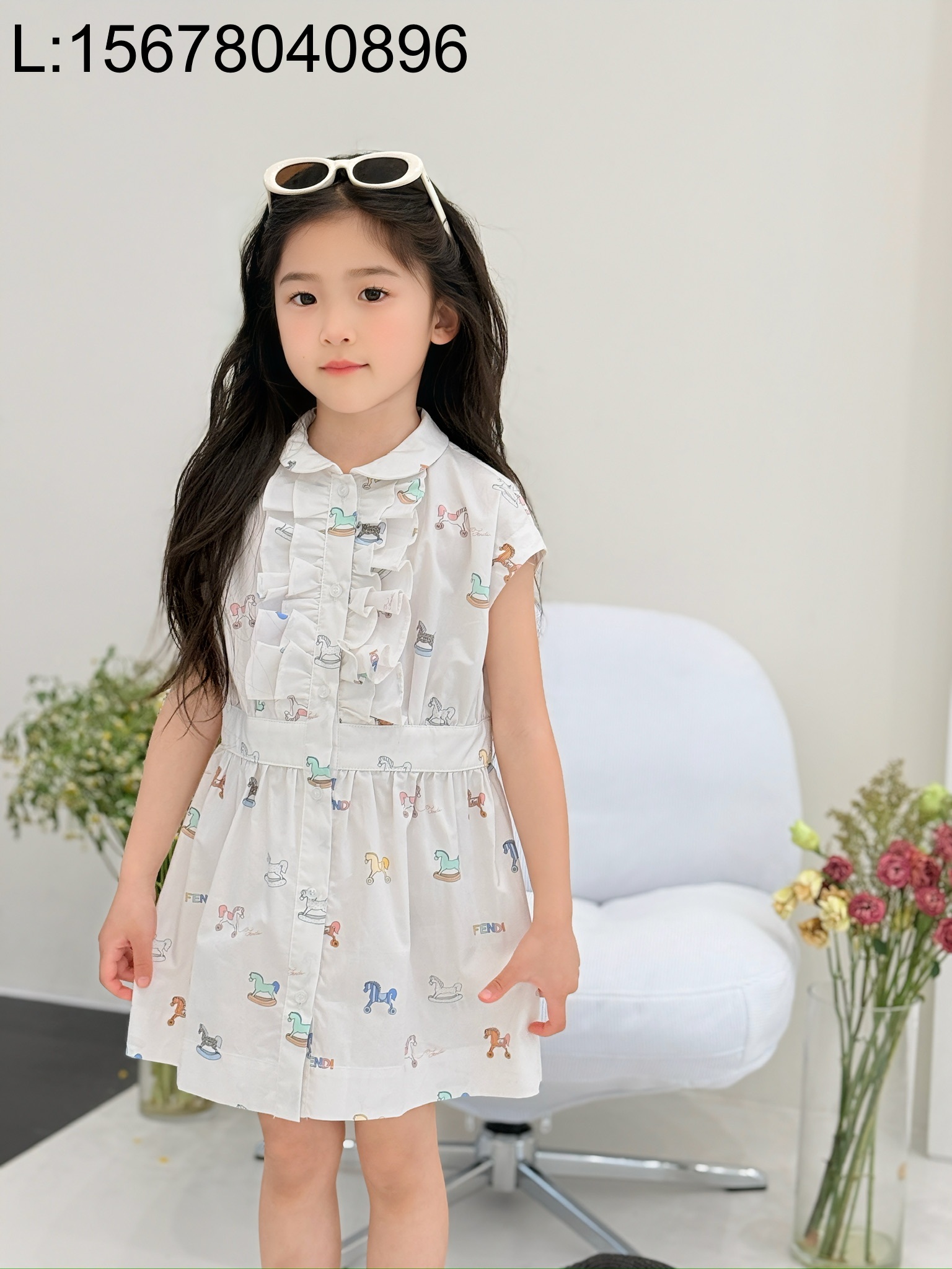 [AC아동복] 펜디 말 프린트 올 오버 원피스 화이트