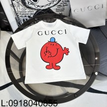 [AC아동복] 구찌 레드 동그라미 만화 프린트 반팔티 화이트