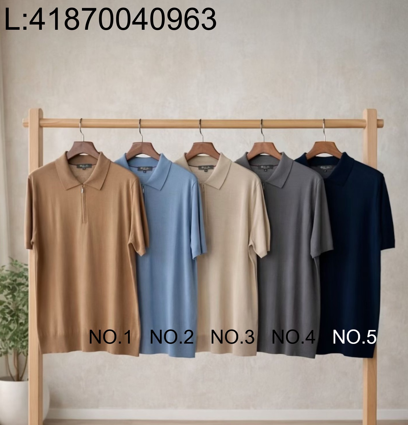 [LC공장] 로로피아나 울 순색 반지퍼 폴로 카라티 반팔티 5컬러