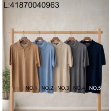 [LC공장] 로로피아나 울 순색 반지퍼 폴로 카라티 반팔티 5컬러