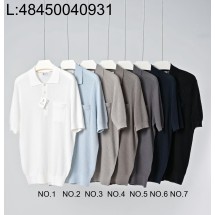 [LC공장] 브루넬로쿠치넬리 코튼 니트 자카드 포켓 폴로 반팔티 카라티 7컬러