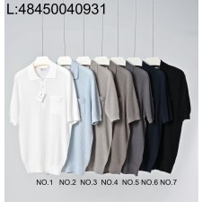 [LC공장] 브루넬로쿠치넬리 코튼 니트 자카드 포켓 폴로 반팔티 카라티 7컬러