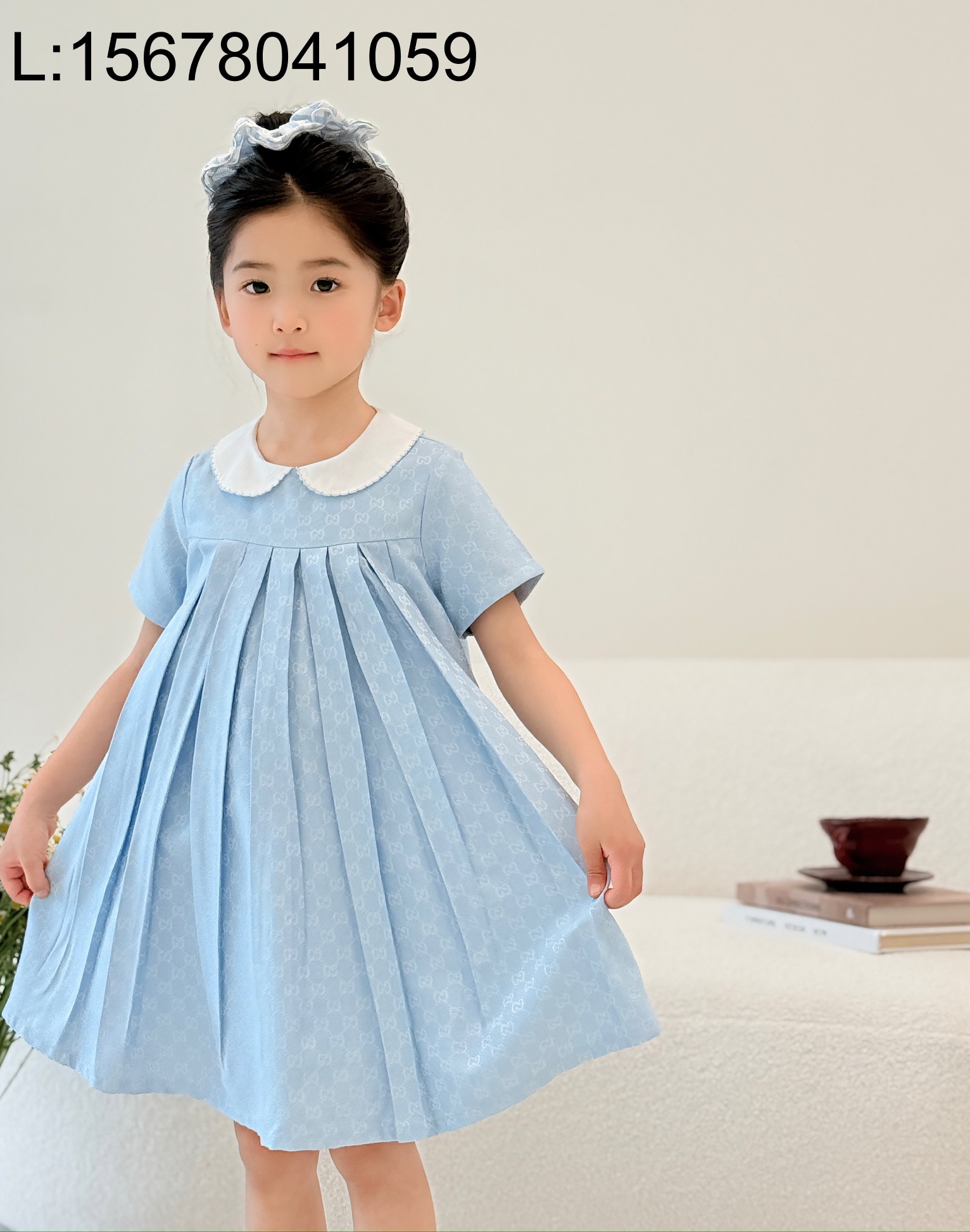 [AC아동복] 구찌 GG로고 올 오버 원피스 스카이 블루