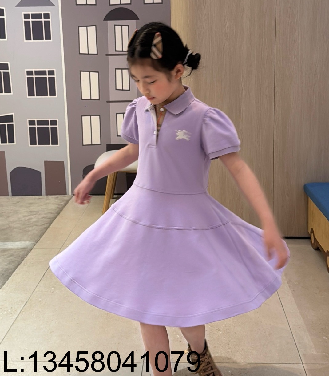 [AC아동복] 버버리 승마 자수 카라 원피스 연퍼플