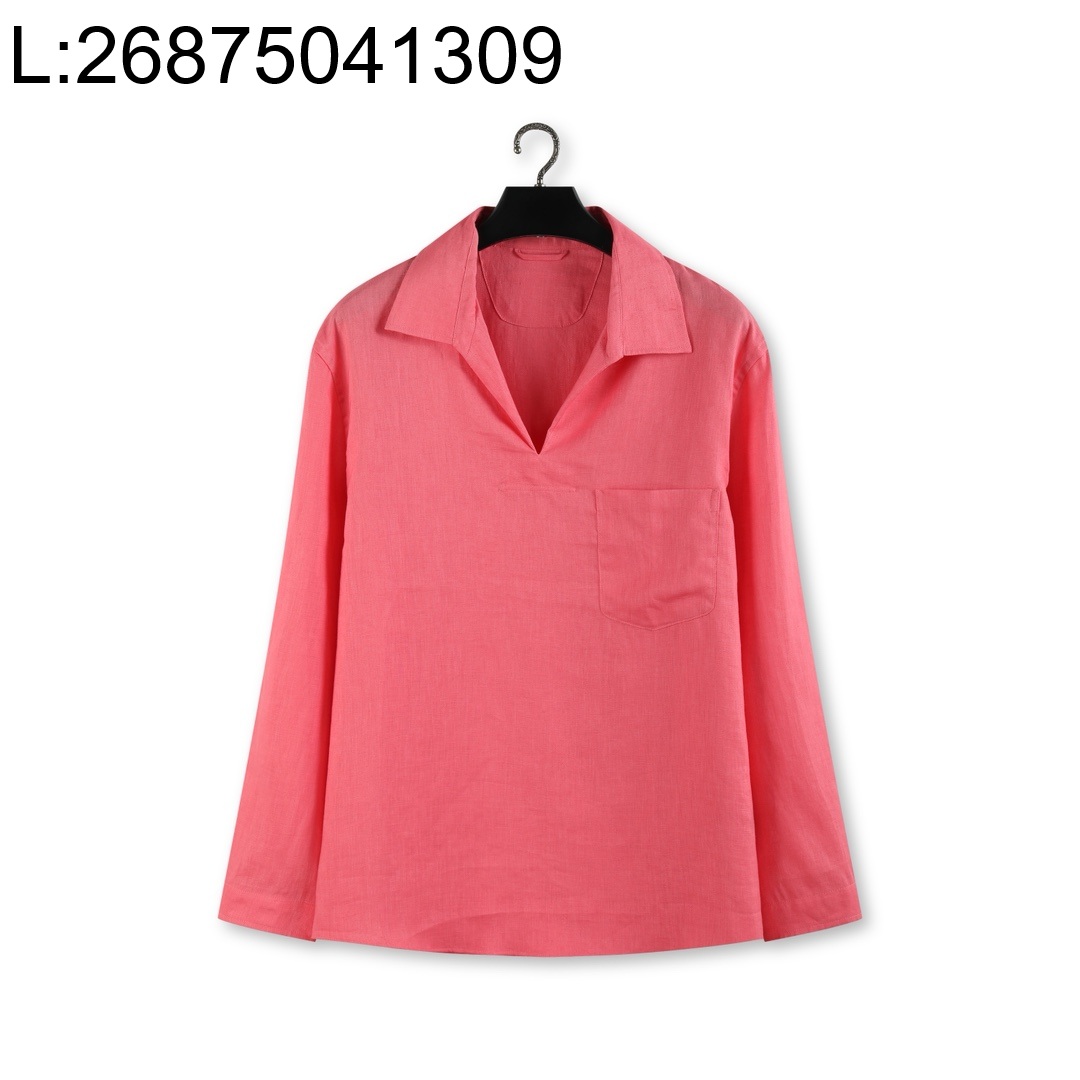 [YD공장] 제냐 오아시 리노 아마 브이넥 카라 긴팔티 레드