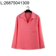 [YD공장] 제냐 오아시 리노 아마 브이넥 카라 긴팔티 레드