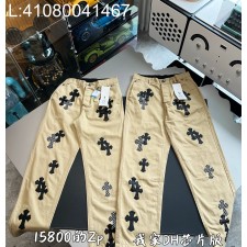 V공장 크롬하츠 검정 십자가 카키 팬츠