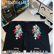 V공장 크롬하츠 멀티컬러 십자가 프린트 반팔티 블랙