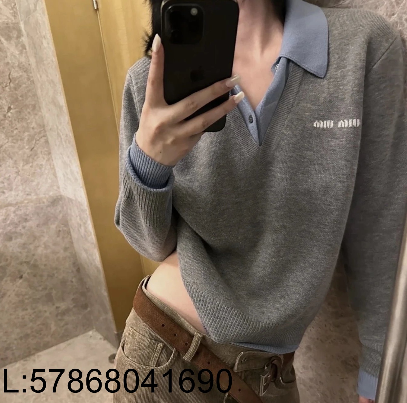 [콜라 셀러] 미우미우 SS25 캐시미어 페이크 레이어링 니트 카라티 / 폴로/ 폴로티 웨이디안 주소