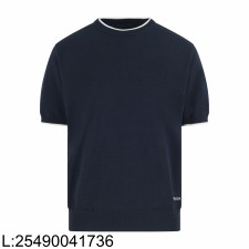 [잔디집2] 프라다 밑단 모노그램 자카드 단색 니트 반팔티 네이비