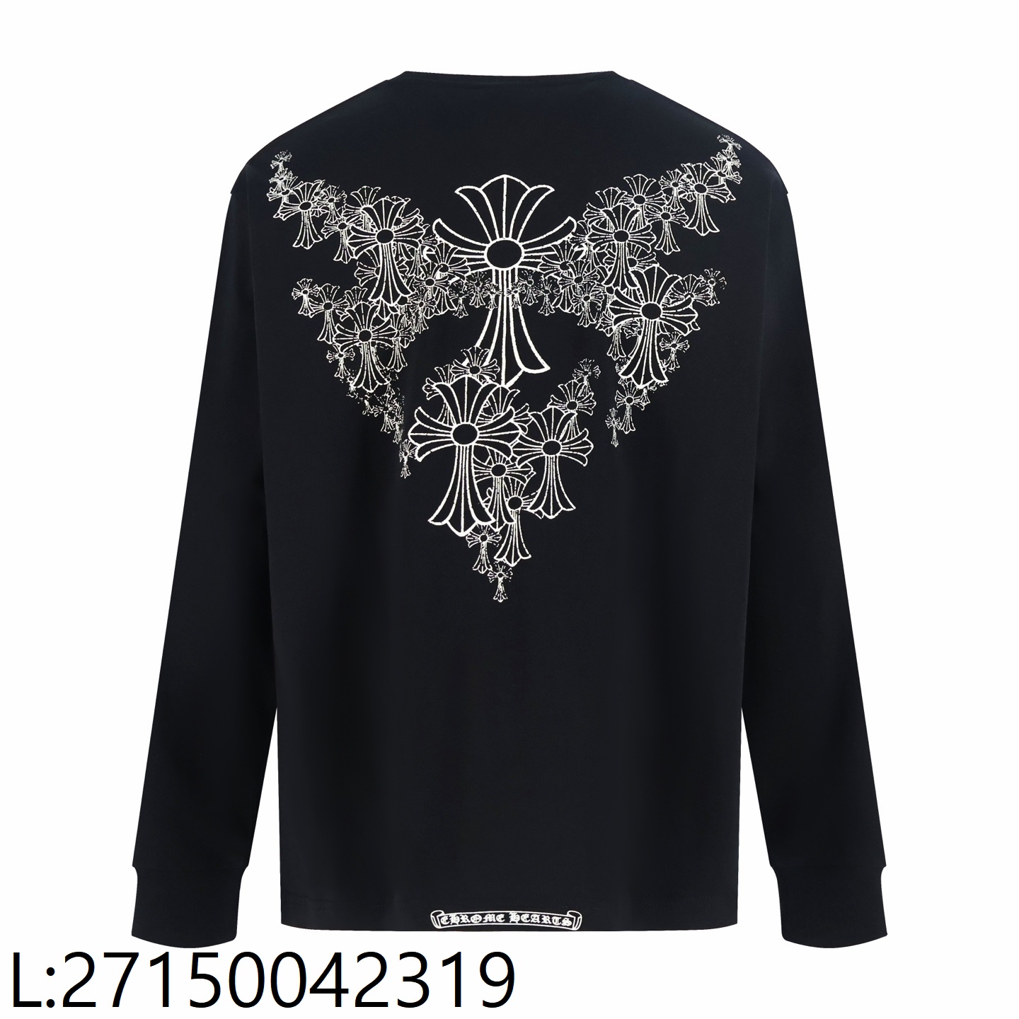 [잔디집2] 크롬하츠 빈티지 뒷면 십자가 프린트 긴팔티 블랙