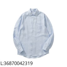 [흰] 로로피아나 순색 앙드레 아마 긴팔 셔츠 라이트 블루