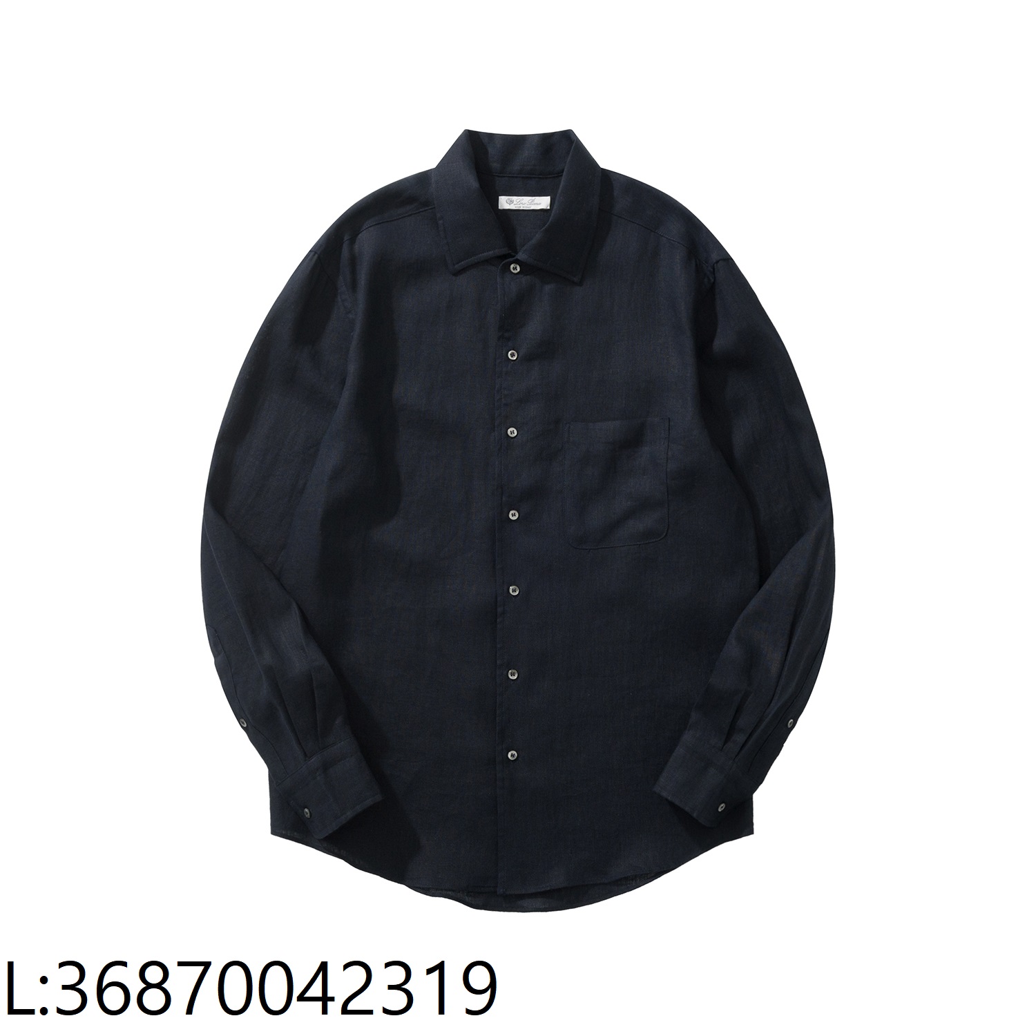 [흰] 로로피아나 순색 앙드레 아마 긴팔 셔츠 네이비 블랙