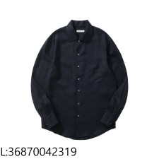 [흰] 로로피아나 순색 앙드레 아마 긴팔 셔츠 네이비 블랙