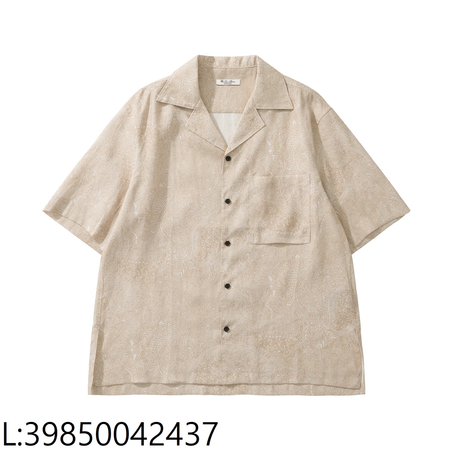 [흰] 로로피아나 Federico 프린트 아마 반팔 셔츠 베이지