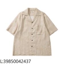 [흰] 로로피아나 Federico 프린트 아마 반팔 셔츠 베이지