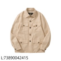 [흰] 로로피아나 멀티포켓 카고 셔츠 자켓 베이지 79%아마 21%실크