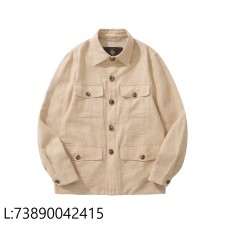 [흰] 로로피아나 멀티포켓 카고 셔츠 자켓 베이지 79%아마 21%실크