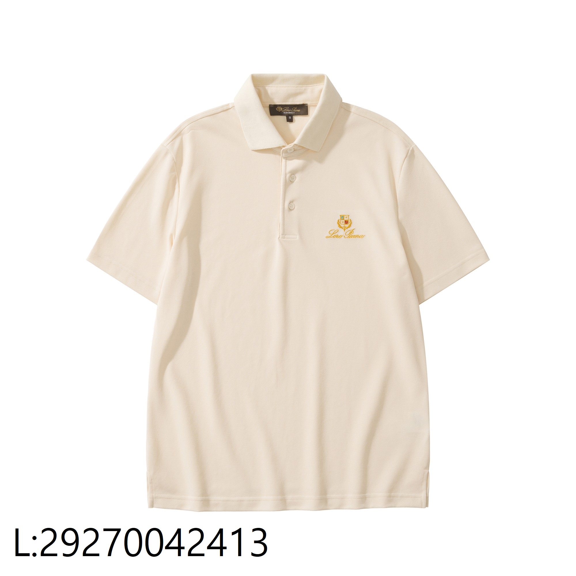 [흰] 로로피아나 골드 로고 자수 반팔 폴로 반팔티 카라티 베이지