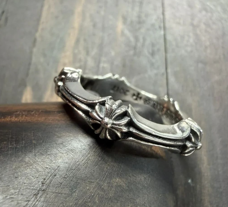 Chrome Hearts 크롬하츠 십자 플라워 피쉬본 925실버 반지